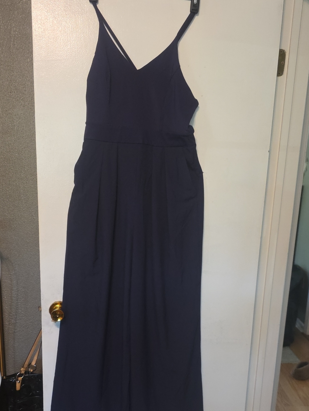 HALARA Navy Spaghetti Strap Jumpsuit